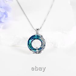 Little Girl Necklace 925 Sterling Silver Blue Crystal Pendant Girl Jewelry Gifts
