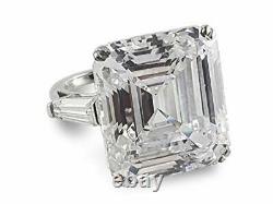 Liz Taylor Solitaire Three Stone Ring 925 Sterling Silver Asscher Baguette Gift