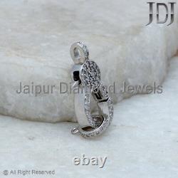 Lobster Clasp Natural Pave Diamond 925 Sterling Silver Jewelry Gift Lock Finding