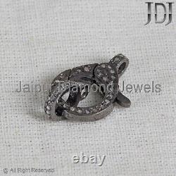 Lobster Lock Natural Pave Diamond 925 Sterling Silver Jewelry Gift Charm Finding