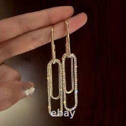 Long Tassel Earrings Lab Created Diamond Silver Drop Wedding Women Jewelry Gift