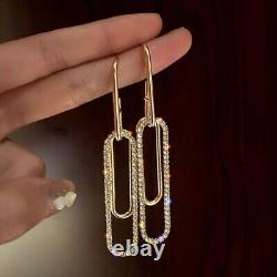 Long Tassel Earrings Lab Created Diamond Silver Drop Wedding Women Jewelry Gift