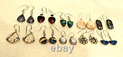 Lot of 10 925 Silver Semi-Precious Gemstone Earrings Jewelry Gifts/Inventory/Fun