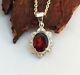 Love Elegance Garnet Pendant Necklace 925 Sterling Silver Jewelry Birthday Gift