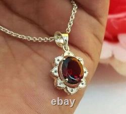 Love Elegance Garnet Pendant Necklace 925 Sterling Silver Jewelry Birthday Gift