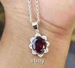 Love Elegance Garnet Pendant Necklace 925 Sterling Silver Jewelry Birthday Gift