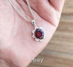 Love Elegance Garnet Pendant Necklace 925 Sterling Silver Jewelry Birthday Gift