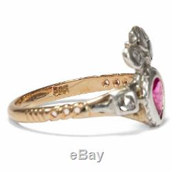 Love Gift um 1750 Ruby Ring Rococo/Heart Gold Silver Engagement Ring