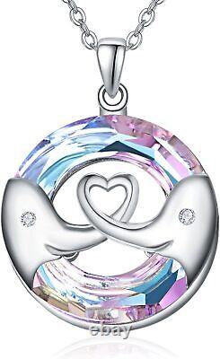 Lucky Elephant Necklace Crystal Love Pendant Gifts for Women 925 Sterling Silver