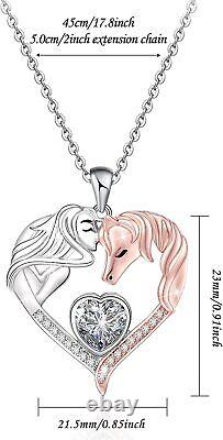 Lucky Horse Necklace for Women 925 Sterling Silver Horse Unicorn Jewelry Gifts