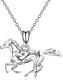 Lucky White Horse Pendant Necklace Gifts for Men Girls Women 925 Sterling Silver