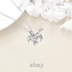 Lucky White Horse Pendant Necklace Gifts for Men Girls Women 925 Sterling Silver