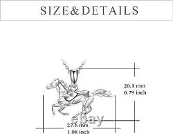 Lucky White Horse Pendant Necklace Gifts for Men Girls Women 925 Sterling Silver