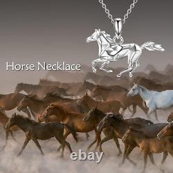 Lucky White Horse Pendant Necklace Gifts for Men Girls Women 925 Sterling Silver