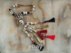 Luxury jewelry gothic witch wicca punk skull skeleton bone necklace pendant goth