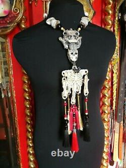 Luxury jewelry gothic witch wicca punk skull skeleton bone necklace pendant goth