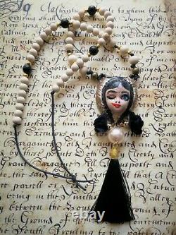 Luxury jewelry simulated pearl gold silver precious stones doll ooak necklace 1