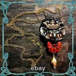 Luxury jewelry simulated pearl gold silver precious stones necklace cat pendant
