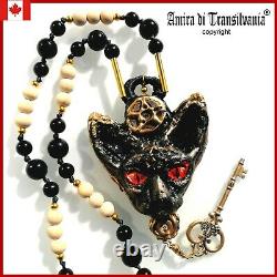 Luxury jewelry simulated pearl gold silver precious stones necklace sphynx cat 1