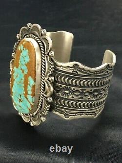 MENS Native American Navajo Sterling Silver Turquoise #8 Cuff Bracelet 1024 Gift