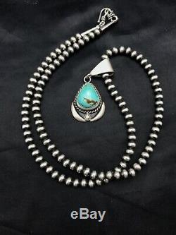 MENs Native American Sterling Silver Turquoise #8 Necklace Pendant 2 3274 Gift