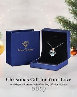 Meeshi Silver Rose Heart Necklace Gift for Wife Birthstone Jewelry for Women