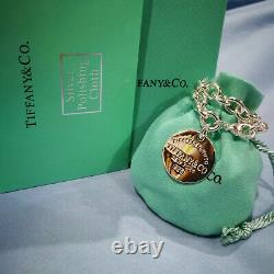 Meet Love Tiffany & Co. 521 Love Gift 925 Sterling Silver Round Label Bracelet