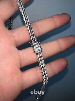 Men Moissanite Real Cuban Curb Link Chain Iced Hip Hop Solid 925 Silver Necklace