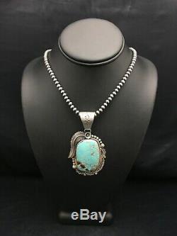 Men Navajo Pearls Sterling Silver DRY CREEK Turquoise Necklace Pendant 1037 Gift