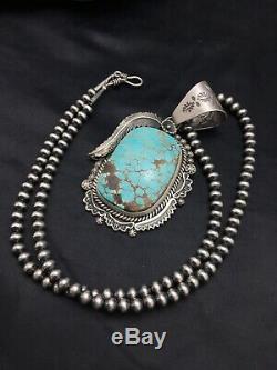 Men Navajo Pearls Sterling Silver DRY CREEK Turquoise Necklace Pendant 1037 Gift