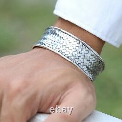 Men's & Women's Solid 925 Sterling Silver Wide Cuff Bracelet Gift VY Jewelry