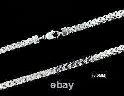 Mens 6.5MM Real 925 Solid Sterling Silver Franco Box Link Chain Necklace ITALY