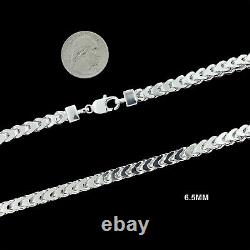 Mens 6.5MM Real 925 Solid Sterling Silver Franco Box Link Chain Necklace ITALY