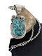 Mens Gift Navajo Sterling Silver Blue SpiderWeb Turquoise Necklace Pendant 01645