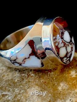 Mens Gift Navajo Sterling Silver CRAZY HORSE TURQUOISE Inlay Ring Size 8.5 4208