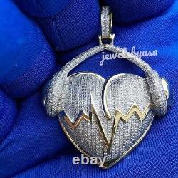 Mens Jewelry 3Ct Genuine Moissanite Valentine Gift Love Heart Pendant 925 Silver