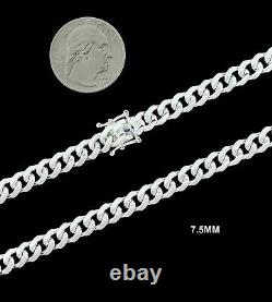 Mens Real 925 SOLID Sterling Silver MIAMI CUBAN CHAIN Necklace or Bracelet ITALY