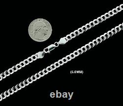 Mens SOLID 925 Sterling Silver DIAMOND CUT CUBAN CURB Chain Bracelet or Necklace