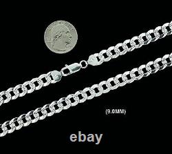 Mens SOLID 925 Sterling Silver DIAMOND CUT CUBAN CURB Chain Bracelet or Necklace