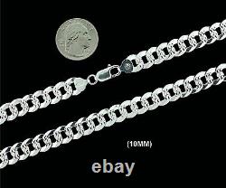 Mens SOLID 925 Sterling Silver DIAMOND CUT CUBAN CURB Chain Bracelet or Necklace