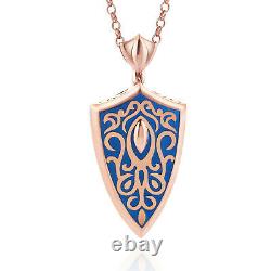 Mens Shield Pendant Man Enamel Necklace For Man Silver Jewelry Gift Him Silver