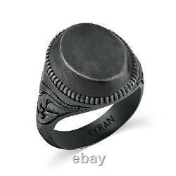 Mens Signet Ring Oxidized Silver Ring Sterling Unique Man Jewelry Black Gift Him