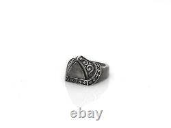 Mens Signet Ring Unique Sterling Silver Ring Shield Rings For Man Jewelry Gift
