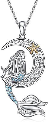 Mermaid Necklace Sterling Silver Mermaid Gift Mermaid Crescent Moon Jewelry Gift