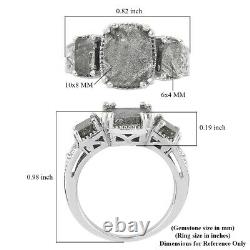Meteorite 3 Stone Ring 925 Sterling Silver Platinum Over Jewelry Gift Size 7