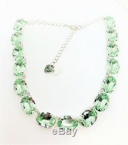 Mint Green Crystal Silver Necklace Georgian Collet Statement Wedding Gift Boxed