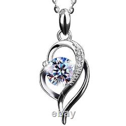 Missia Moissanite Sterling Silver Necklace With Walnut Jewelry Box Gift For H