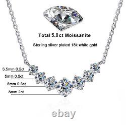 Moissanite Necklace 5.0 ct D VVS 925 Sterling Silver Women Jewelry Gift GRA