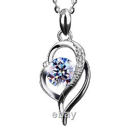 Moissanite Sterling Silver Necklace Walnut Jewelry Box Gift Her Woman Wife