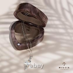 Moissanite Sterling Silver Necklace Walnut Jewelry Box Gift Her Woman Wife